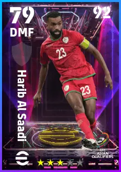 Harib Al Saadi eFootball 2026 player card — 79 OVR DMF