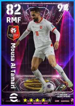 Mousa Al Tamari eFootball 2026 player card — 82 OVR RMF