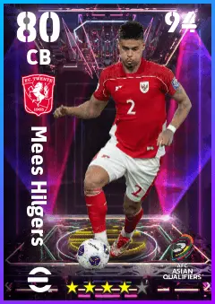 Mees Hilgers eFootball 2026 player card — 80 OVR CB
