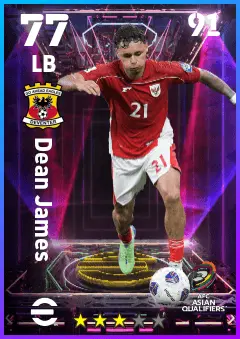 Dean James eFootball 2026 player card — 77 OVR LB