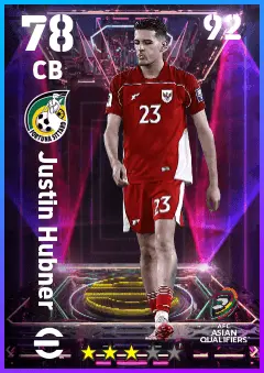 Justin Hubner eFootball 2026 player card — 78 OVR CB