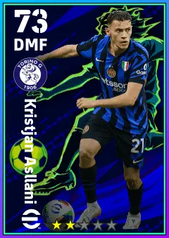 Kristjan Asllani eFootball 2026 player card — 73 OVR DMF