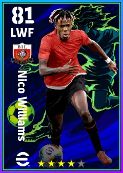 Nico Williams eFootball 2026 player card — 81 OVR LWF