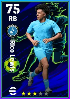 Rico Lewis eFootball 2026 player card — 75 OVR RB