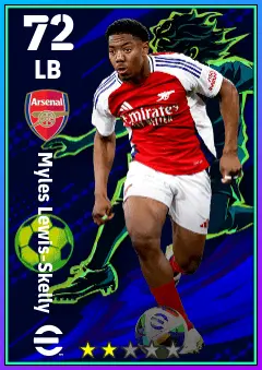 Myles Lewis-Skelly eFootball 2026 player card — 72 OVR LB