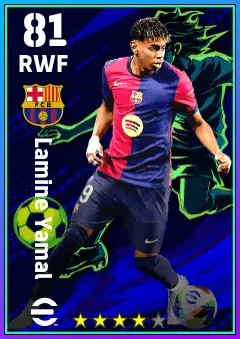 Lamine Yamal eFootball 2026 player card — 81 OVR RWF