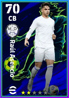 Raul Asencio eFootball 2026 player card — 70 OVR CB
