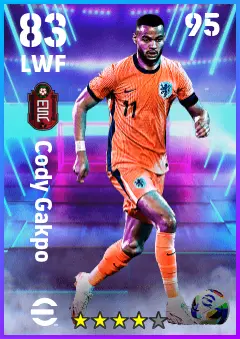 Cody Gakpo eFootball 2026 player card — 83 OVR LWF
