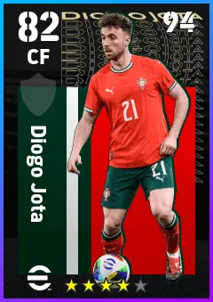 Diogo Jota eFootball 2026 player card — 82 OVR CF