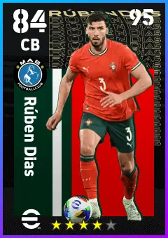 Ruben Dias eFootball 2026 player card — 84 OVR CB