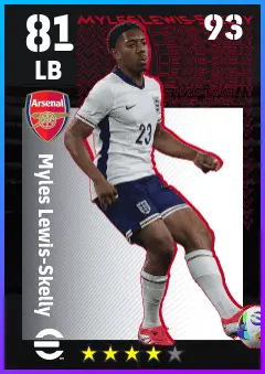 Myles Lewis-Skelly eFootball 2026 player card — 81 OVR LB