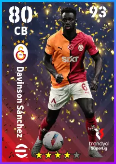 Davinson Sanchez eFootball 2026 player card — 80 OVR CB