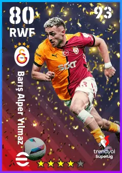 Baris Alper Yilmaz eFootball 2026 player card — 80 OVR RWF