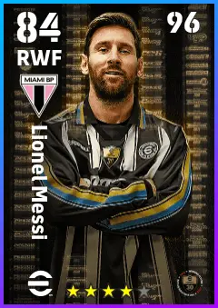 Lionel Messi eFootball 2026 player card — 84 OVR RWF