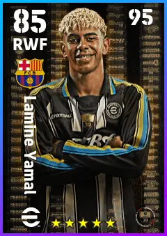 Lamine Yamal eFootball 2026 player card — 85 OVR RWF