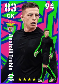 Anatolii Trubin eFootball 2026 player card — 83 OVR GK