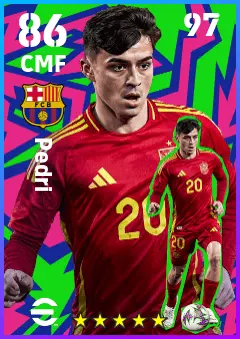 Pedri eFootball 2026 player card — 86 OVR CMF