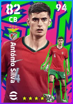 Antonio Silva eFootball 2026 player card — 82 OVR CB