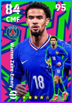 Warren Zaire-Emery eFootball 2026 player card — 84 OVR CMF