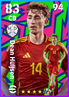 Dean Huijsen eFootball 2026 player card — 83 OVR CB