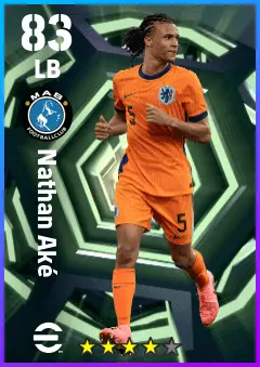 Nathan Ake eFootball 2026 player card — 83 OVR LB