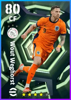 Wout Weghorst eFootball 2026 player card — 80 OVR CF