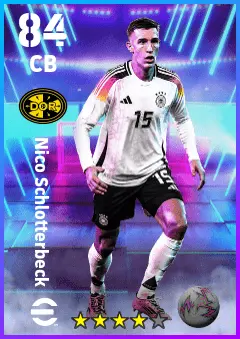 Nico Schlotterbeck eFootball 2026 player card — 84 OVR CB