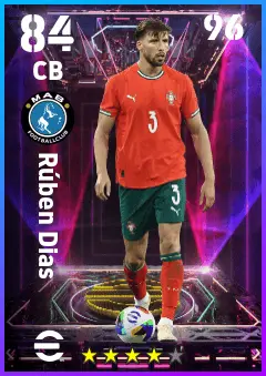 Ruben Dias eFootball 2026 player card — 84 OVR CB