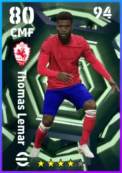 Thomas Lemar eFootball 2026 player card — 80 OVR CMF