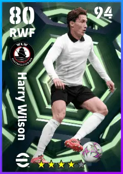 Harry Wilson eFootball 2026 player card — 80 OVR RWF