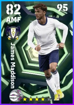 James Maddison eFootball 2026 player card — 82 OVR AMF