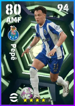 Pepe eFootball 2026 player card — 80 OVR AMF