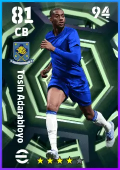 Tosin Adarabioyo eFootball 2026 player card — 81 OVR CB