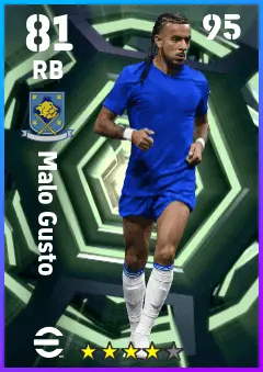 Malo Gusto eFootball 2026 player card — 81 OVR RB