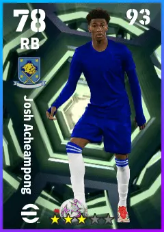 Josh Acheampong eFootball 2026 player card — 78 OVR RB