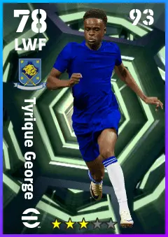Tyrique George eFootball 2026 player card — 78 OVR LWF