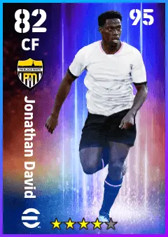 Jonathan David eFootball 2026 player card — 82 OVR CF