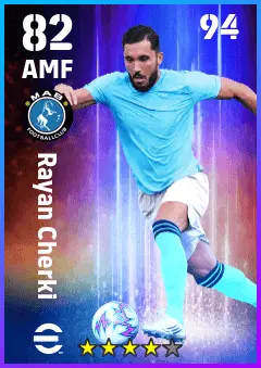 Rayan Cherki eFootball 2026 player card — 82 OVR AMF