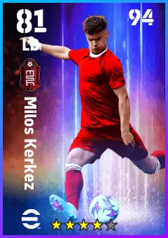 Milos Kerkez eFootball 2026 player card — 81 OVR LB
