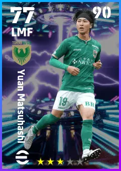 Yuan Matsuhashi eFootball 2026 player card — 77 OVR LMF