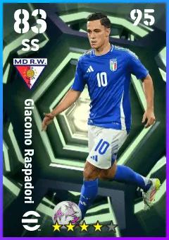 Giacomo Raspadori eFootball 2026 player card — 83 OVR SS