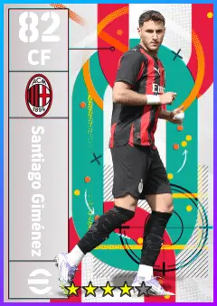 Santiago Gimenez eFootball 2026 player card — 82 OVR CF