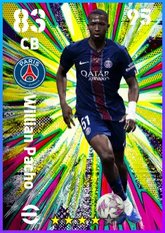 Willian Pacho eFootball 2026 player card — 83 OVR CB
