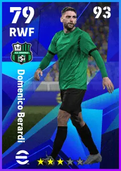 Domenico Berardi eFootball 2026 player card — 79 OVR RWF