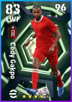 Cody Gakpo eFootball 2026 player card — 83 OVR LWF