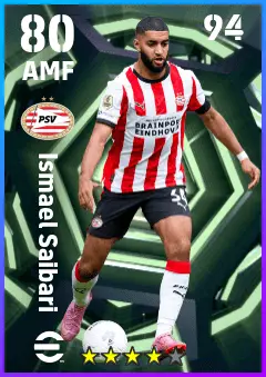 Ismael Saibari eFootball 2026 player card — 80 OVR AMF