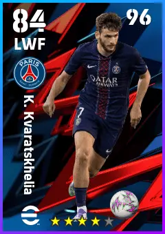 K. Kvaratskhelia eFootball 2026 player card — 84 OVR LWF