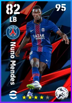 Nuno Mendes eFootball 2026 player card — 82 OVR LB