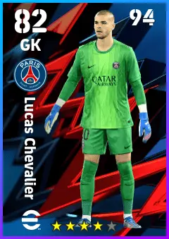 Lucas Chevalier eFootball 2026 player card — 82 OVR GK