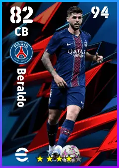 Lucas Beraldo eFootball 2026 player card — 82 OVR CB